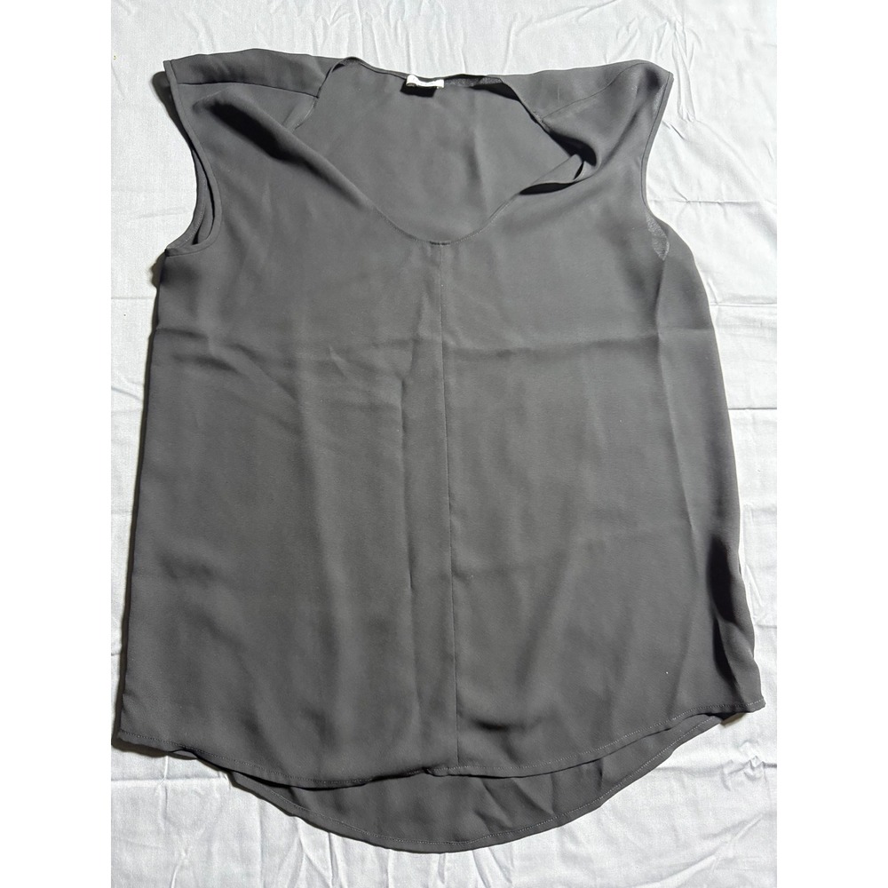 J.Crew V-Neck Blouse Womens Large Black Good Sleeveless High-Low Hem Top